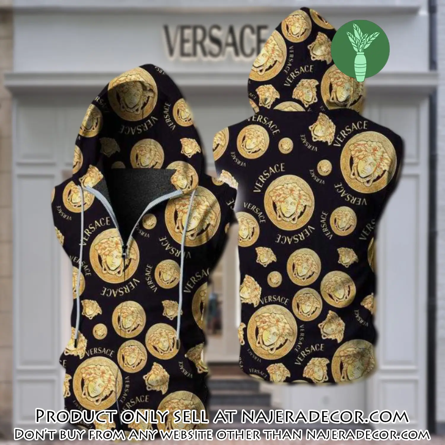 Gianni versace unisex sleeveless zip up hoodie luxury for men women szh003 njr3145523